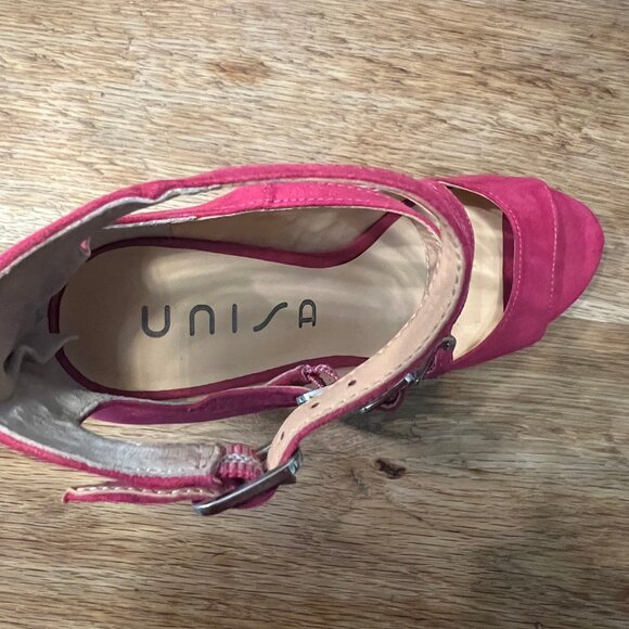 Unisa Womens Undarrah Faux Suede Buckle Heels Pink Size 5.5 Medium - Picture 6 of 9